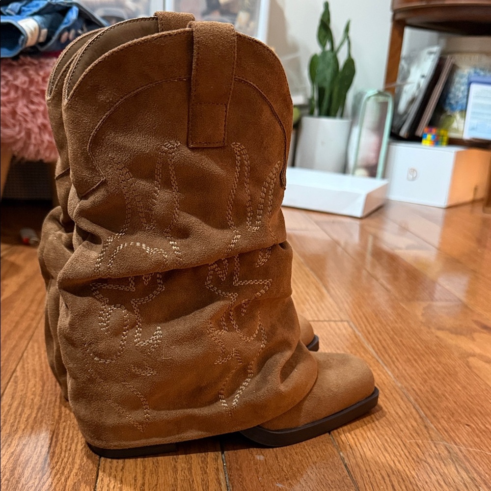 Suede Brown Moto Boots